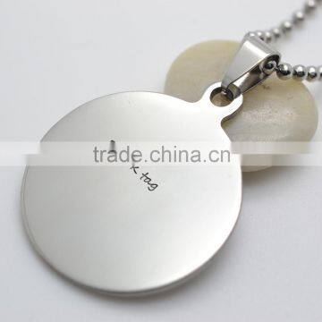 Custom Made Stainless Steel Silver Tone Round Blank Tag Charm Pendant High Polished