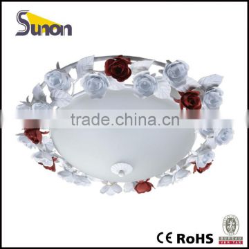 Wrought metal rose mount downlights with glass round ceiling lamp