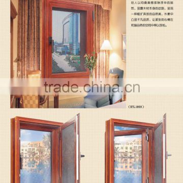 Top quality 6063 wood grain aluminium casement window