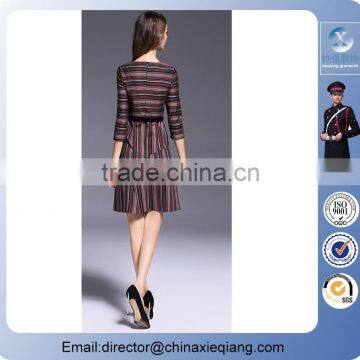 2016 Fashion Ladies Designer Stripes Maxi Dress Casual Stripes Dress for Women