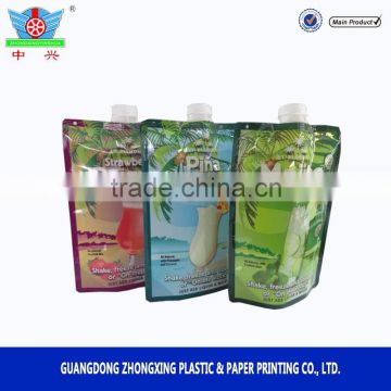 Plastic stand up spout pouch for juice drink packaging