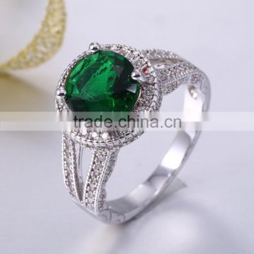 China supplier 925 sterling silver green stone ring