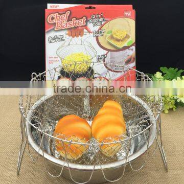 SS Mesh chef basket/kitchen wire basket/mesh fruit basket