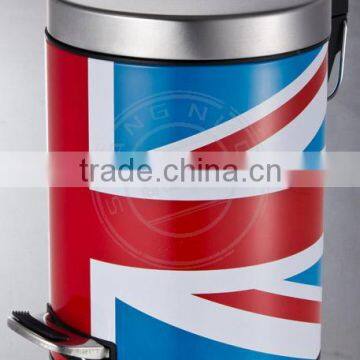 flag Galvanized Steel waste Bin, Rubbish Bin