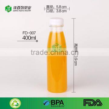 300ml 400ml 500ml tamper screw lid plastic pet clear drink milk bottle food garde bpa free tramsparent orange juice bottle