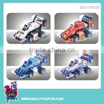 DIY 3d puzzle pull back intelligent diy model car toy f1