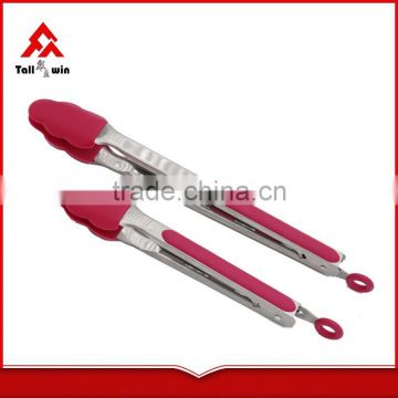 Popular fancy heat resistant plum shape silicone tongs