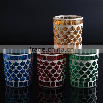 Glass decorative candle jars with mosaic