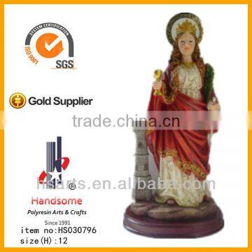 12"Resin Saint Barbara Religious Statue With Resin Base photo-4