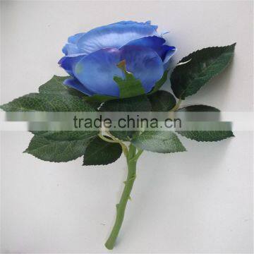 SJ20170030 Bule Plastic Silk Flower Rose Bud