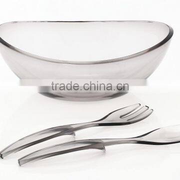 Great design food grade plastic salad bowl with serving tools/Salad bowl set with serving tools