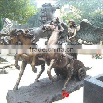 garden large angel chariot bronze statue