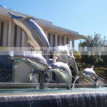 Outdoor Garden Decoration Metal Bronze Dolphin Fountain Sculpture photo-2