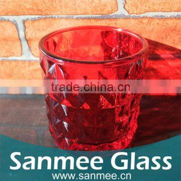 Wholesale Red Diamond Pattern Wine Glass Shape Candle Holders