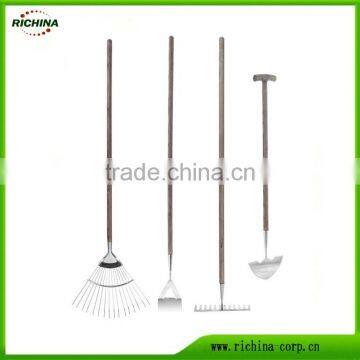 Stainless steel Cultivator Tools, Dutch hoe/leaf rake/ edger, long wood handle, high quality