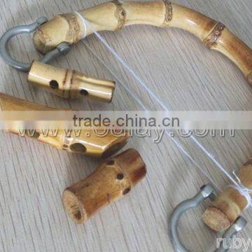 Natural Bamboo Handle With Buttons and Metal Hooks/rings for DIY Bags photo-3