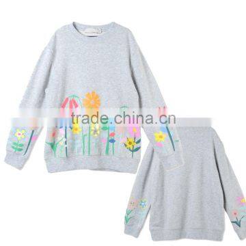 Grey Graphic Flowers Betty Sweatshirt Kid Clothing Wholesle Childern Wear HSs5141