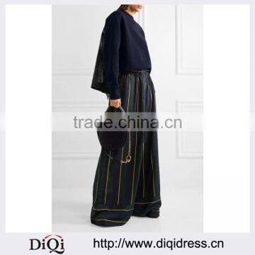 Wholesale Women Apparel Cool Lady's Trousers High-rise Striped Voile Wide-leg Pants(DQE0385P)