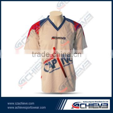 Sublimated logo soccer shirts with green and black stripes