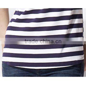 Cotton/polyester Contrast Color Stripe Fashion t Shirt With Short Sleeve photo-3