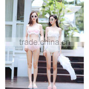 China Distributors Latest Design Solid Sexy Mesh Swimwear White photo-2