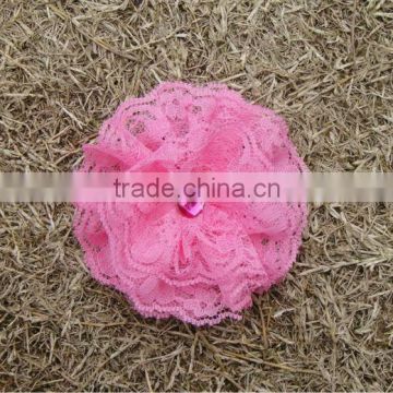 2015 wholesale Fancy chiffon lace flowers artificial chiffon mesh lace flower