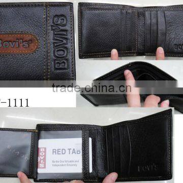 Fashion Golden supplier men genuine leather black luxury wallet