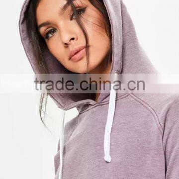 Purple Washed Hoodie Raw Hem Custom 100% Cotton French Terry Raglan Sleeve Women Cropped Hoodies photo-2