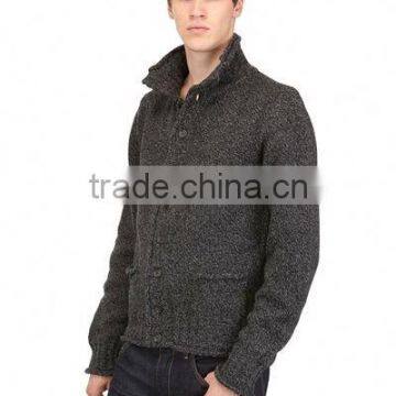 men polo neck cardigan sweater