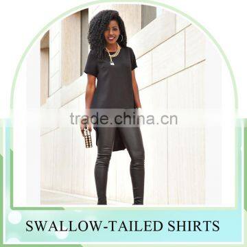 New Fashion Long Tail t Shirt Swallow-tailed Women Blouse Skirt Long Back Short Front Swallow Tailed Shirt for Women photo-3