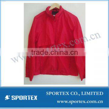 2015 Fashion Mens Rainwear, 100% Nylon, Red Zip Up Hooded #YR-114