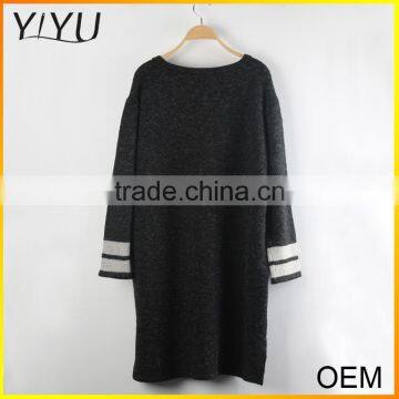 Winter Black and Blue Long Sleeve Crewneck Knitted Pullover Women Loose Sweaters photo-2