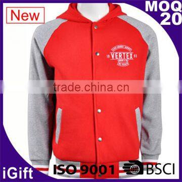 Custom Men's Cotton Hoodie Baseball Varsity Jacket with Colorful design