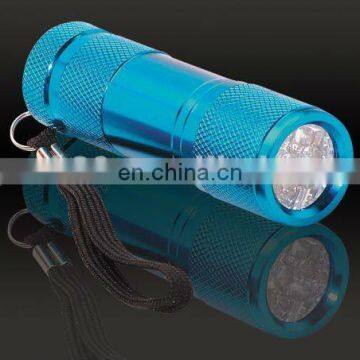 9LED mini logo led outdoor flashlight(AAA batteries changeable,tail switch,laser logo,CE,RoHS approval)