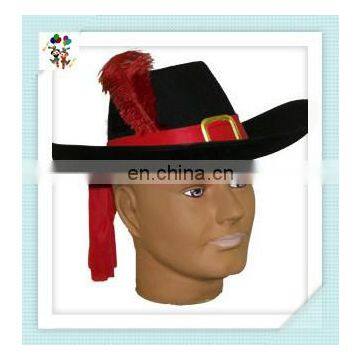 Black Felt Musketeer Party Costume Hats with Feathers HPC-0257