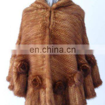 China supplier natural mink fur poncho