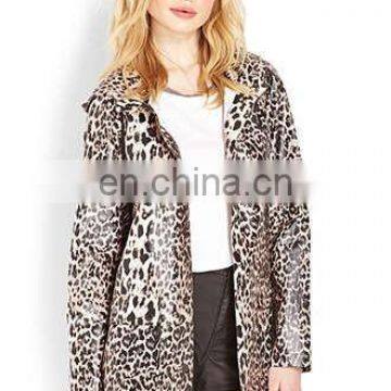 2015 latest fashion guang zhou custom coat,Leopard print raincoat jacket