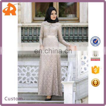 customize your latest abaya designs,high quality hot selling lace muslim long bridal dress