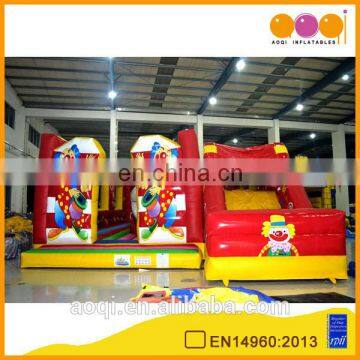 AOQI commercial inflatabale red clown fun city with free EN14960 outdoor inflatable games inflatable fun city for kid