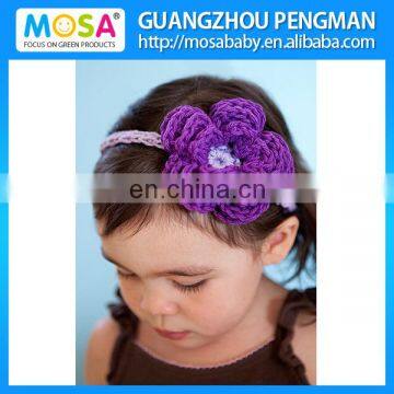 2014 New Crochet Kid Girl Purple Flower Headband, Newborn Hair Band Photo Props