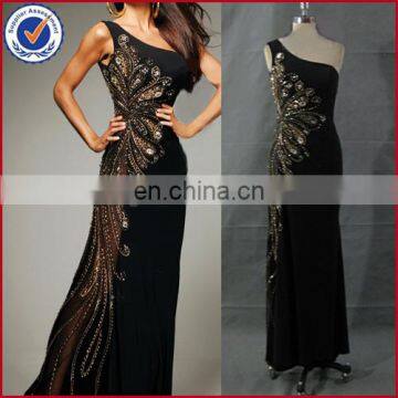 black one shoulder fashion luxurious prom dress evening dress