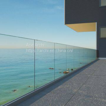 Aluminum Deck Railing / Glass Balustrade / U Channel Glass Railing for Balcony