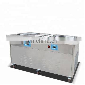 Commercial Double Square Flat Pan Stir Thailand Fry Ice Cream Machine