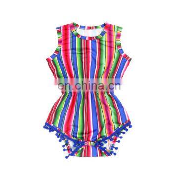 Infant Mexican Pom Pom Romper Baby Bodysuit Serape Romper