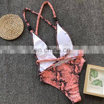 5colors Sexy Sports Bathing Suits Women's Swimwear Plunging V Neck One Piece Swimsuit photo-6