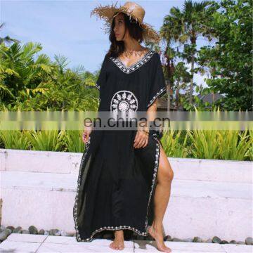 Plus size Cotton Beach Dress with Embroidery Robe de Plage Bikini Cover up Vestido Playa Beachwear Swim cover up Beach wear