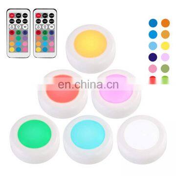 LED Puck Lights Remote Control RGB Night Light Color Atmosphere Night Light Cabinet Lamp Led photo-4
