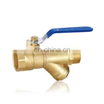 wholesale 1/2 inch forged brass filter ball valve for hot gas