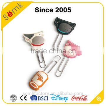 Novelty animal head shape stainless steel clear plastic custom paper clip