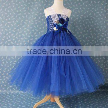 Kids new elsa dress movie formal dress and snowflake fabric for elsa